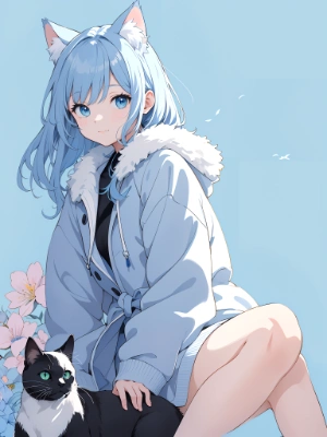 blue cat ear girl