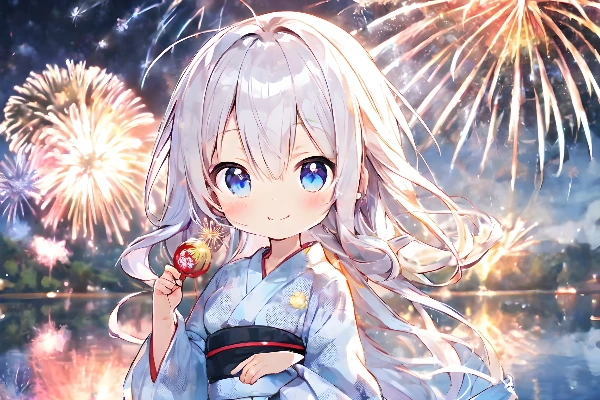 うちの娘で「花火」　横構図