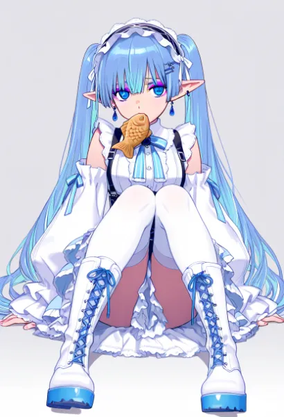 青髪エルフメイドの甘いひととき