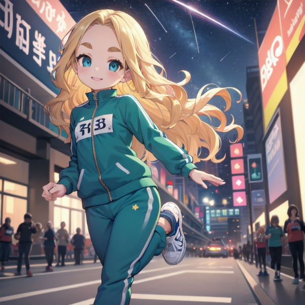 マラソンをするおでこちゃん