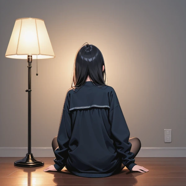 ランプの灯りに寄り添う孤独な夜