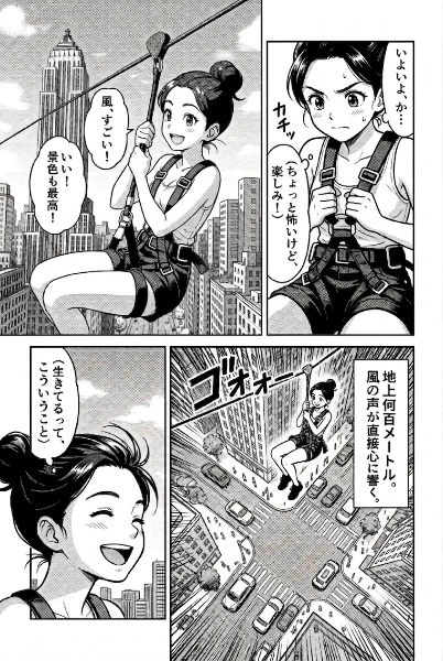 超高層ビルのジップライン