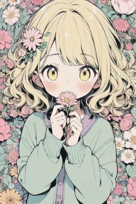 Girl and flowers