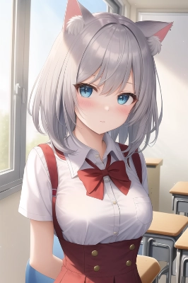 [初投稿！]猫耳銀髪女の子