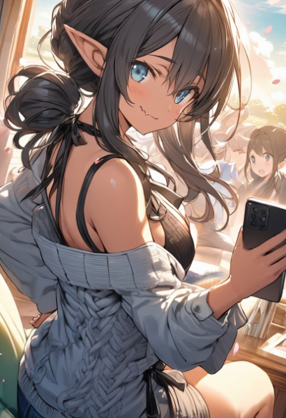 スマホでパシャリとエルフさん