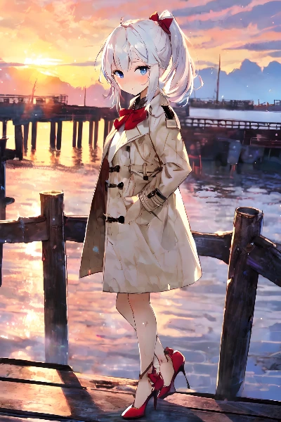 晩秋の桟橋とハイヒール