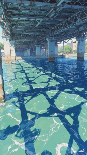 青の中のジオメトリ／スマホ壁紙アーカイブ