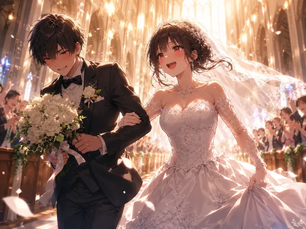 教会で輝く幸せの花嫁