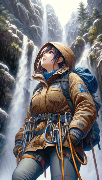 『滝を見上げる』