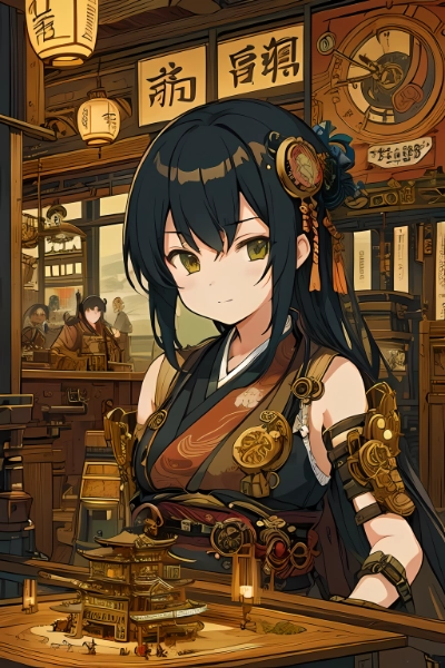 時計仕掛けの工房で働く少女