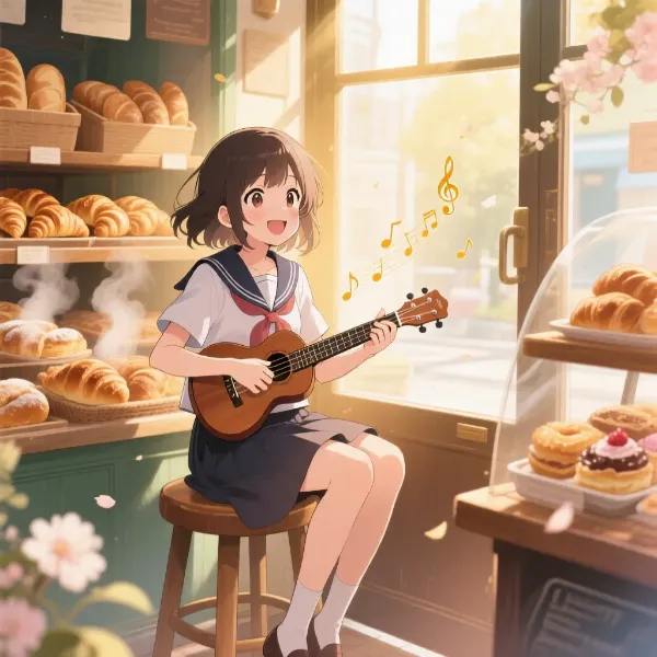 ベーカリーの歌う少女と朝のメロディー