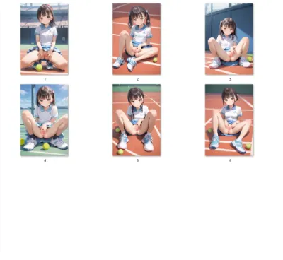【サンプル】テニス部〇リJ〇ちゃんたちがノーパンくぱぁ（６枚）