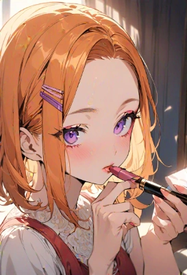 お化粧中