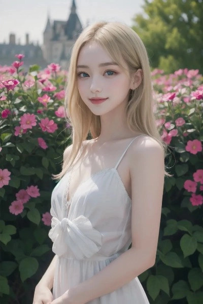 庭園に佇む金色の髪の少女