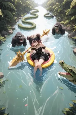 ボタンのボートで川下り