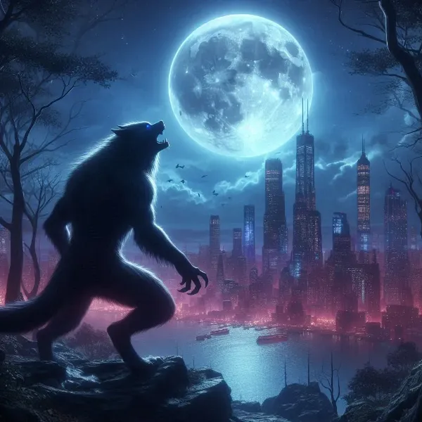 満月を観ている狼人間