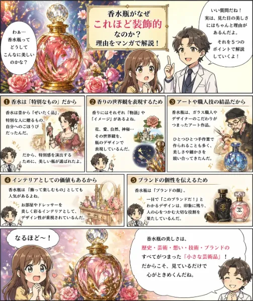 マンガで解説！香水瓶がなぜこれほど装飾的なのか？