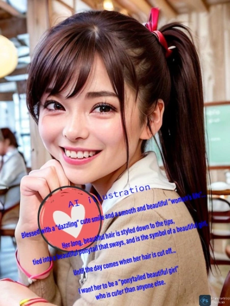 笑顔のポニーテール美少女