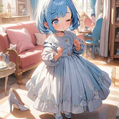 昼下がりのかわいい青髪さん