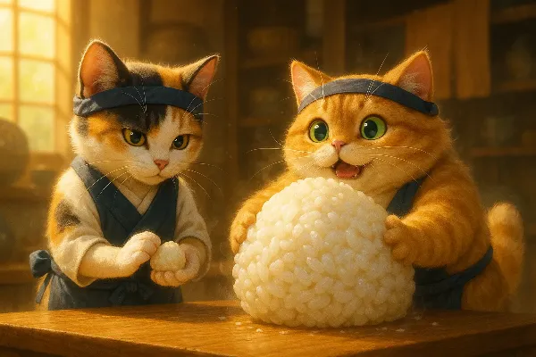 猫職人たちの巨大おにぎり大作戦