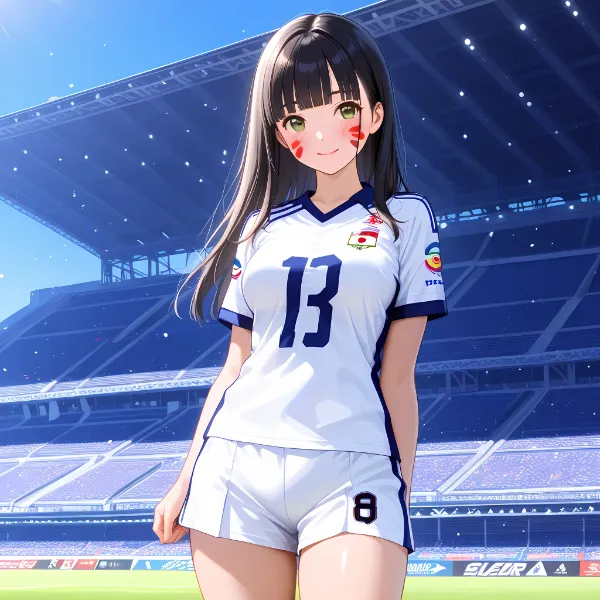 フェイスペイントで応援