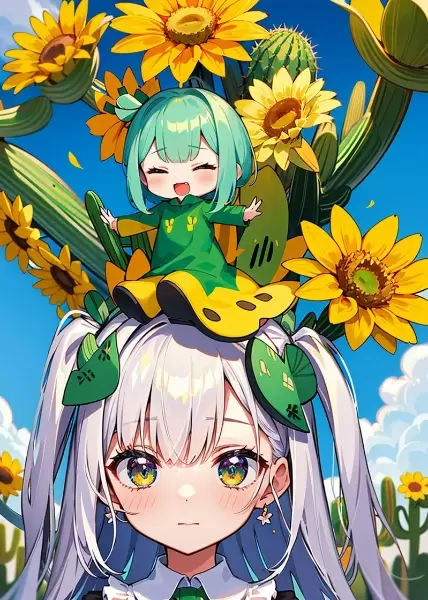 頭からサボテンが生えた子