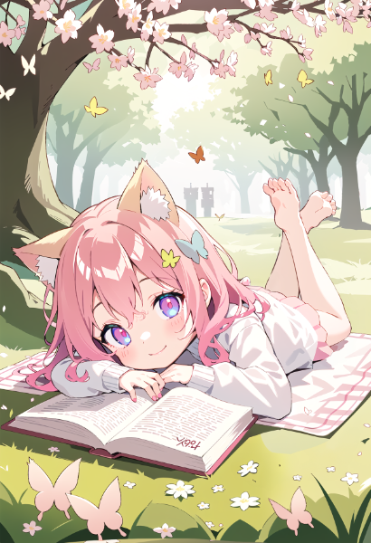 外で読書