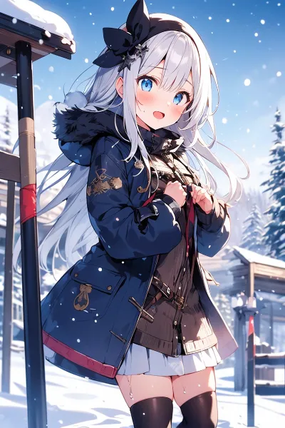 スキー場へと着いたお姉さん