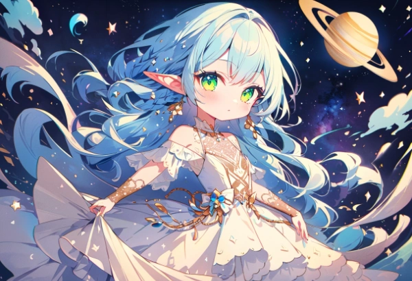 宇宙とエルフちゃん