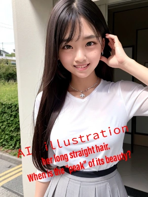 ストレートロングの黒髪美少女