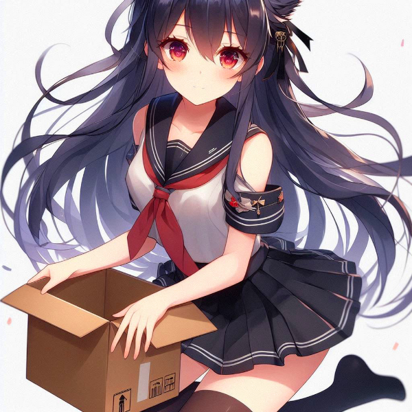 箱を持ってる、猫耳黒髪ロング少女★その2(3枚)