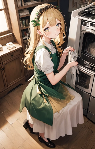リビングで家事に勤しむ金色の髪の少女