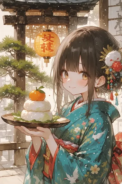 雪舞う神社で巫女の贈り物