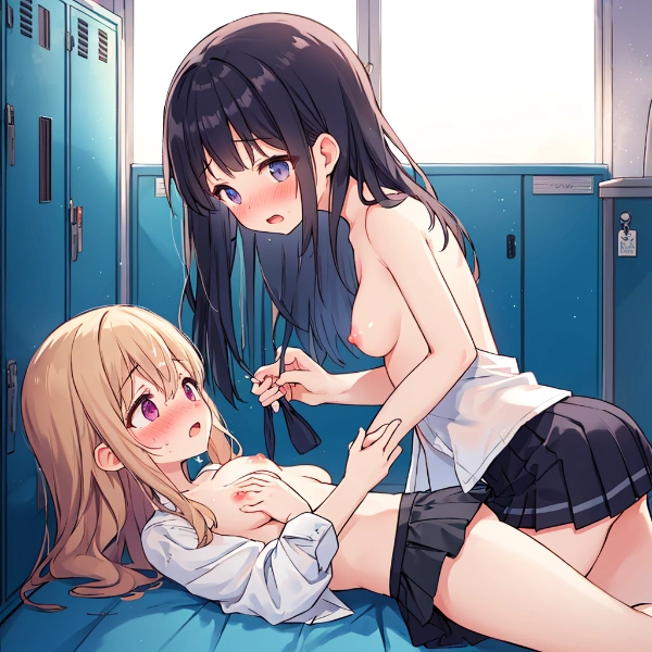 【百合の二人の女の子】