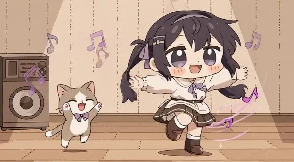 にゃんこと踊る