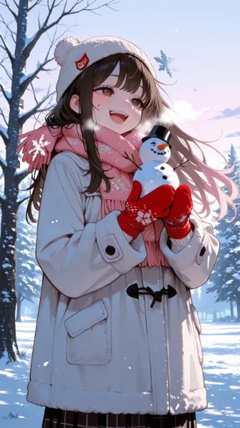 ニット帽とスノーマン