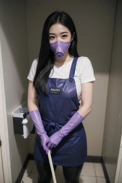 トイレ掃除のお姉さん(ガスマスク・紫)