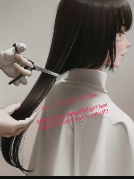 バッサリヘアカット美少女（画像加工あり）