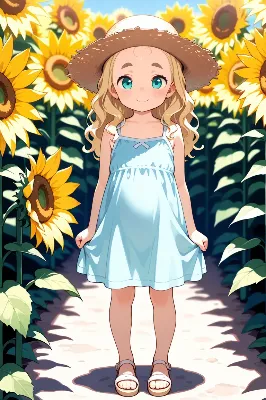 ひまわり畑のおでこちゃん