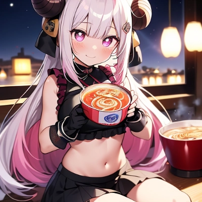 ラーメンと地雷系の悪魔です