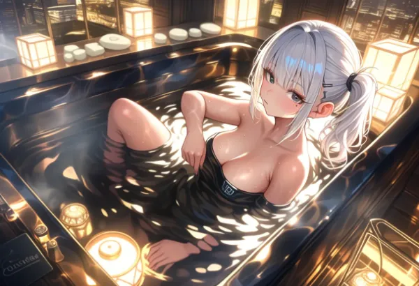 銀髪少女の夜のお風呂