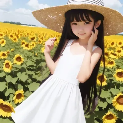 夏の日、向日葵の少女