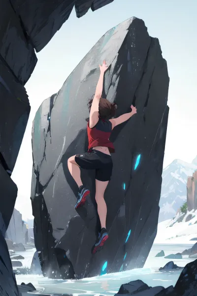 輝く岩壁に挑む少女の冒険