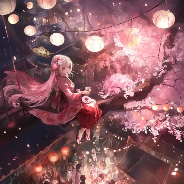 夜桜から眺める