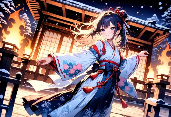 雪夜の優雅な巫女姫