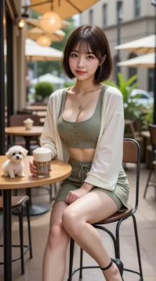 カフェの午後に咲く微笑みと小さな相棒