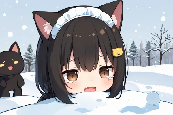 ヘタにゃん雪景色