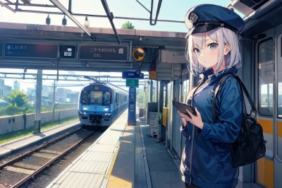 駅で