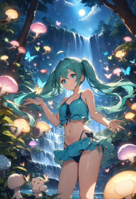 光るキノコの森　真夜中の誘い