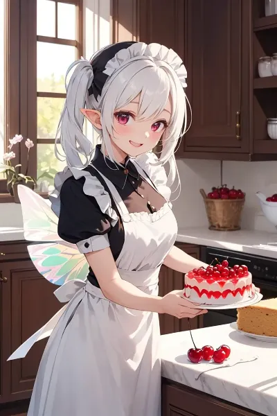 ケーキを作る天使さま